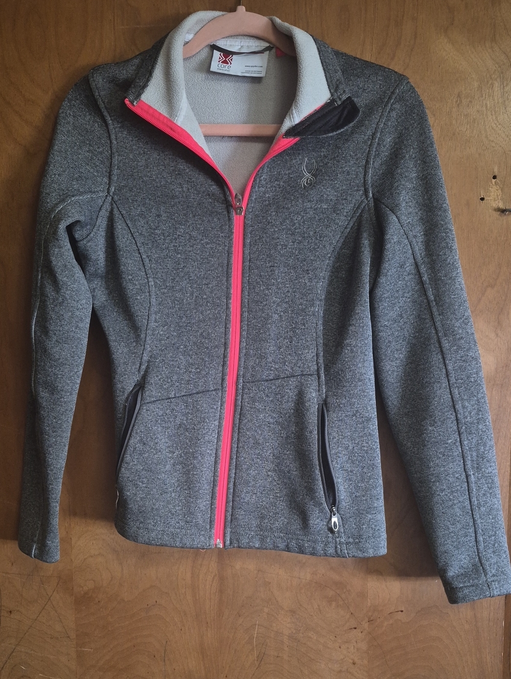 Spyder Kids Gray Fleece Jacket with Pink Zip Trim